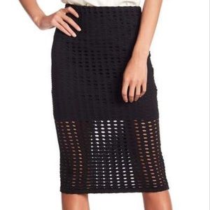 Kendall & Kylie Black Crochet Midi Pencil Skirt